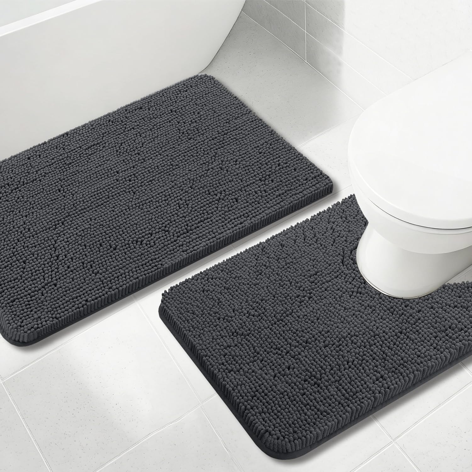 Chenille Shag Bath Mat Set | Ultra Absorbent Non-Slip Rugs for Comfort 1