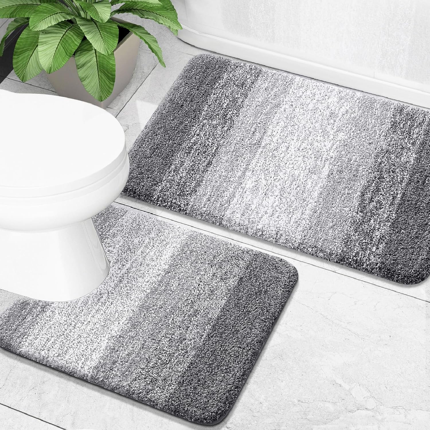 Luxurious Shaggy Bath Mat Set with Non-Slip Backing for Ultimate Comfort 1