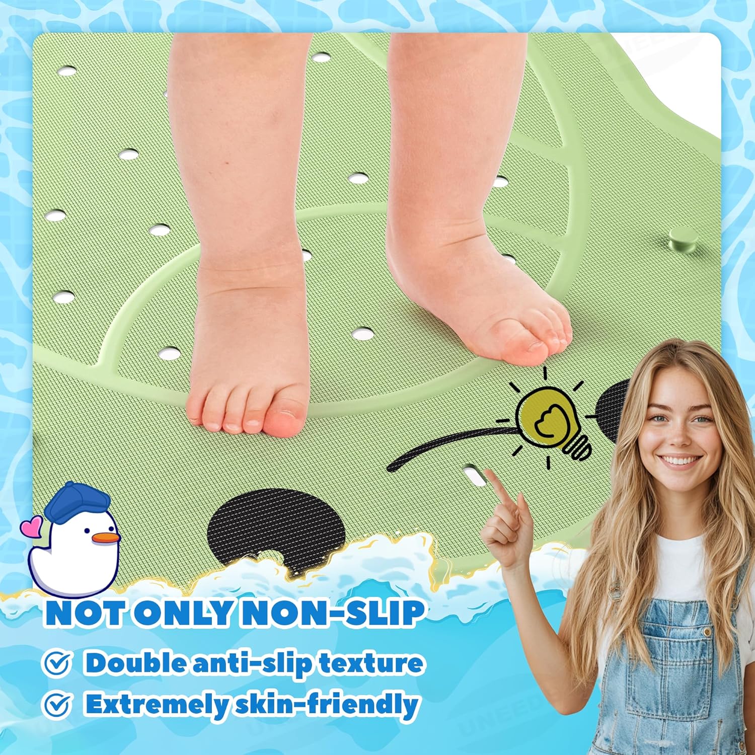 Frog Collection | Non-Slip Bath Mat for Kids with Dual Anti-Slip Texture | Safe & Fun Bath Time Experience 4