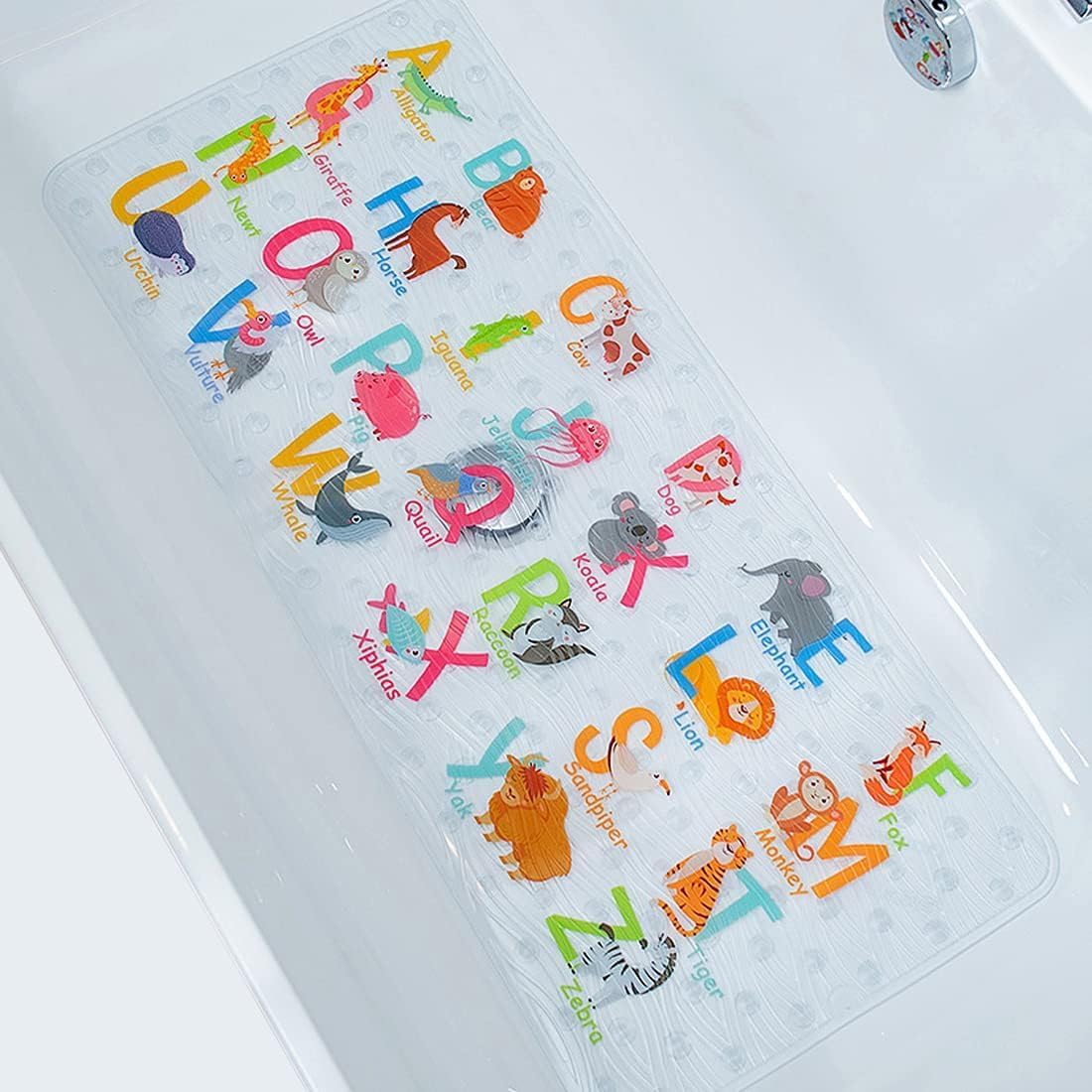 Learning Splash | Non-Slip XL Alphabet Bath Mat with 200+ Suction Cups | Safe & Fun Bath Time Experience 1
