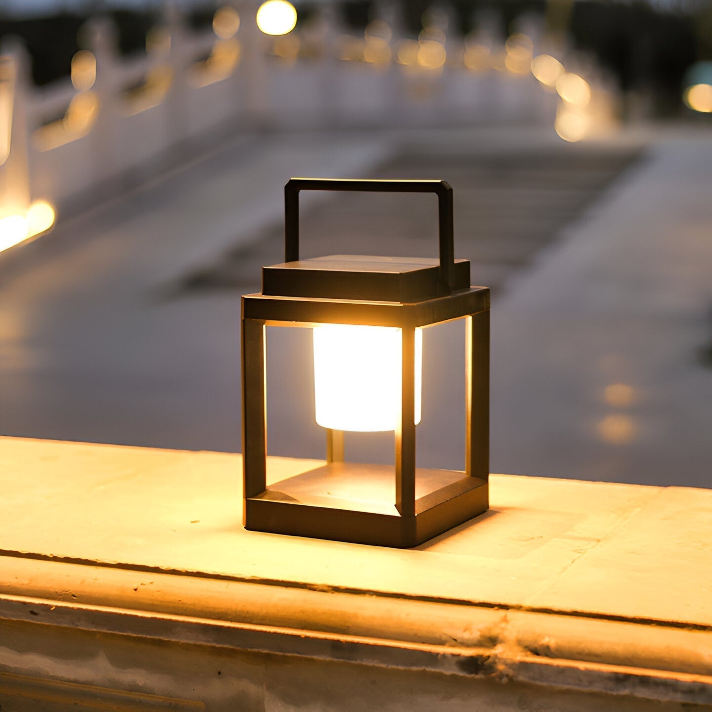 Outdoor Lantern Light | Solar & USB Charging with Portable Handle | Modern Design for Gardens and Patios 5