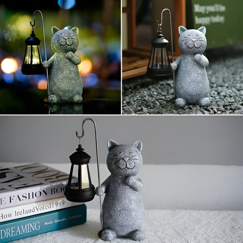 Charming Cat Garden Statue | Solar Lantern Light for Outdoor Decor 3
