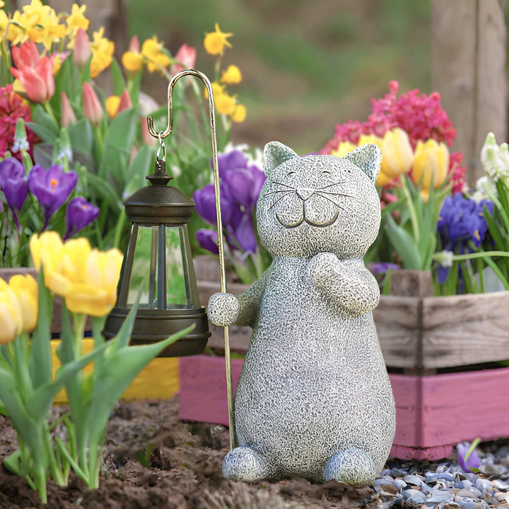 Charming Cat Garden Statue | Solar Lantern Light for Outdoor Decor 4