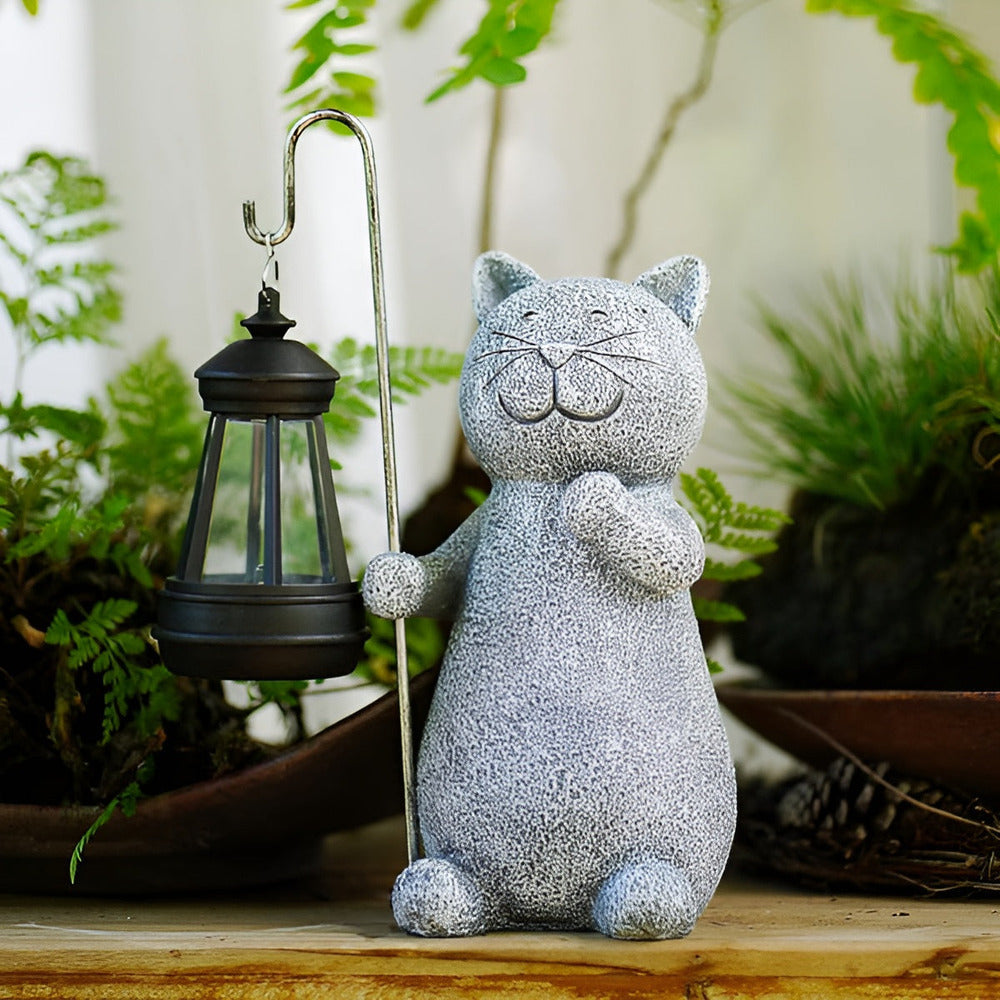 Charming Cat Garden Statue | Solar Lantern Light for Outdoor Decor 6