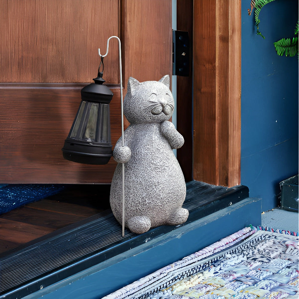 Charming Cat Garden Statue | Solar Lantern Light for Outdoor Decor 7