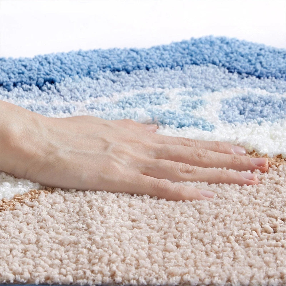 Coastal Charm | Non-Slip Bath Mat with Soft Flocking for Comfort 3