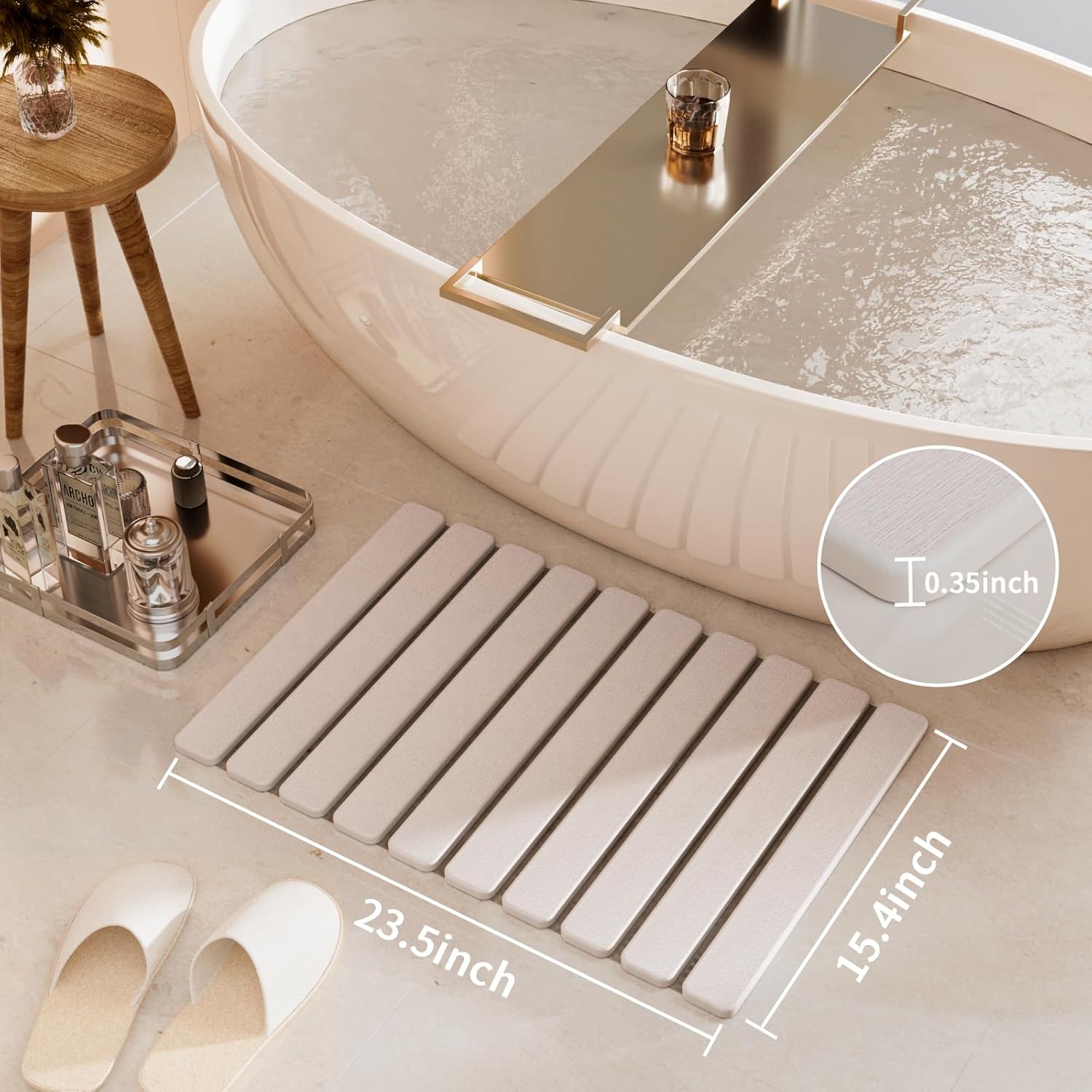 Eco-Friendly Bath Mat | Diatomaceous Earth Rug with Quick-Dry Feature | Non-Slip Design for Clean and Dry Feet 2