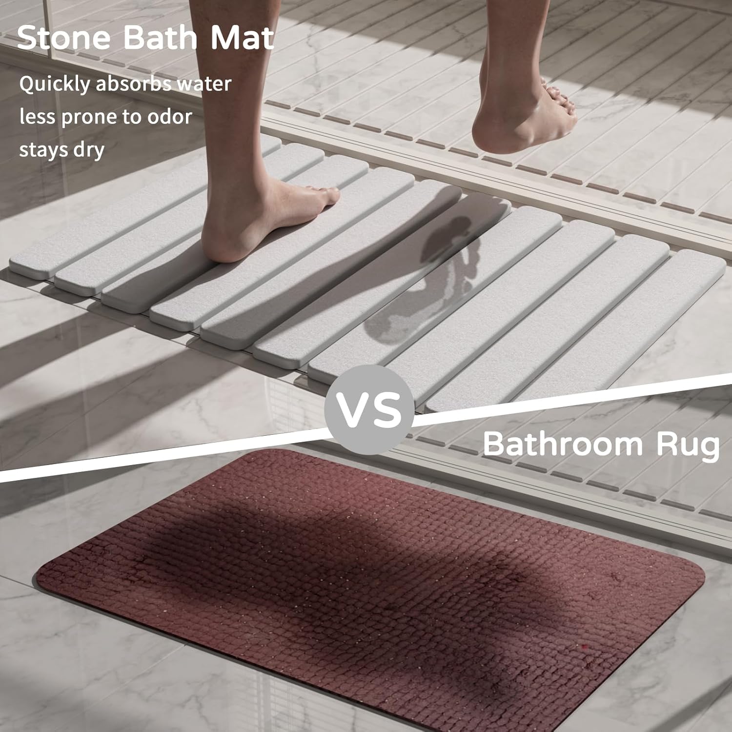 Eco-Friendly Bath Mat | Diatomaceous Earth Rug with Quick-Dry Feature | Non-Slip Design for Clean and Dry Feet 5