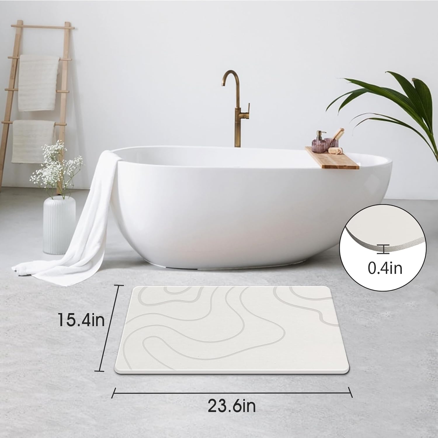 Eco-Friendly Bath Mat | Non-Slip Diatomaceous Earth Mat with Quick-Drying Feature for Clean and Dry Feet 2