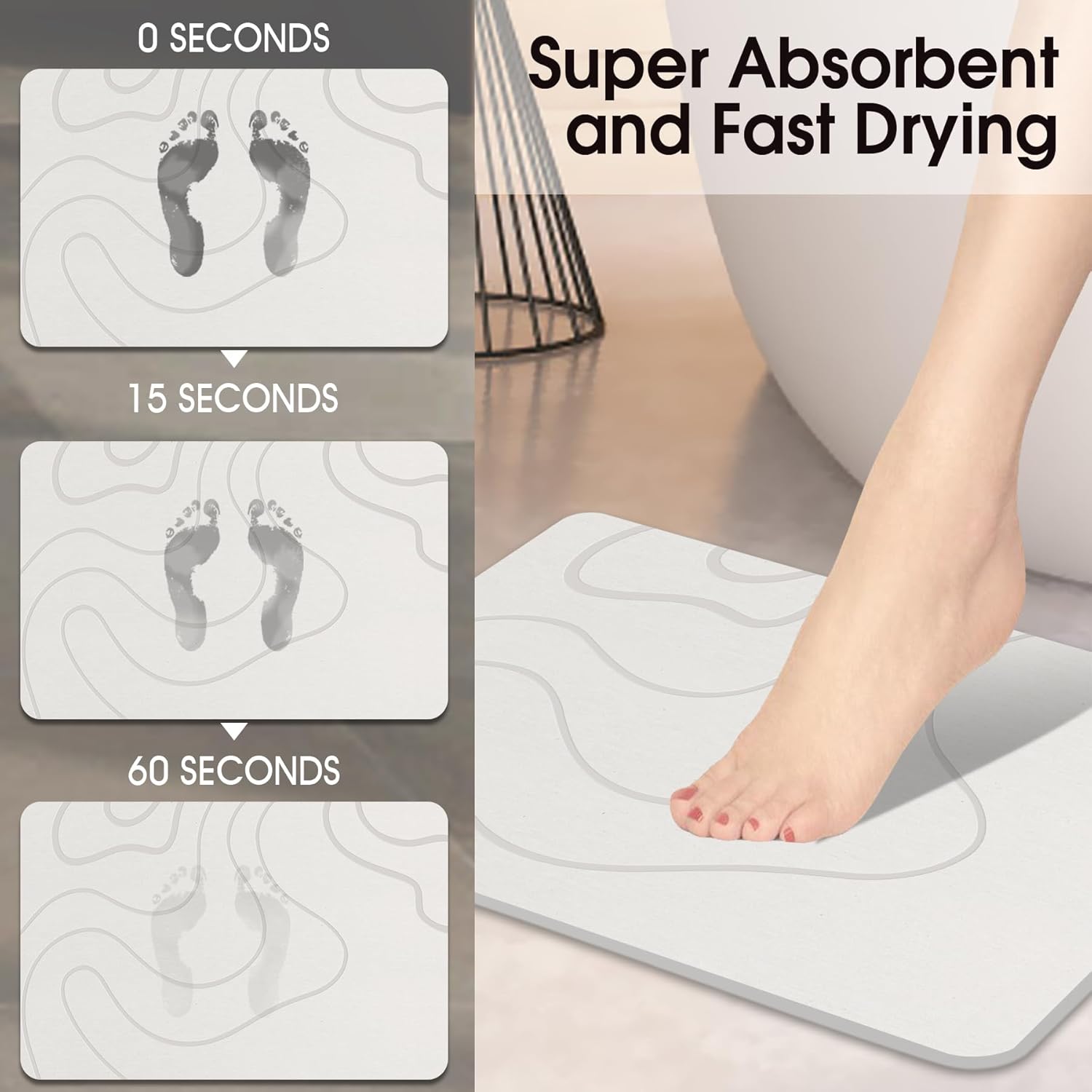 Eco-Friendly Bath Mat | Non-Slip Diatomaceous Earth Mat with Quick-Drying Feature for Clean and Dry Feet 3