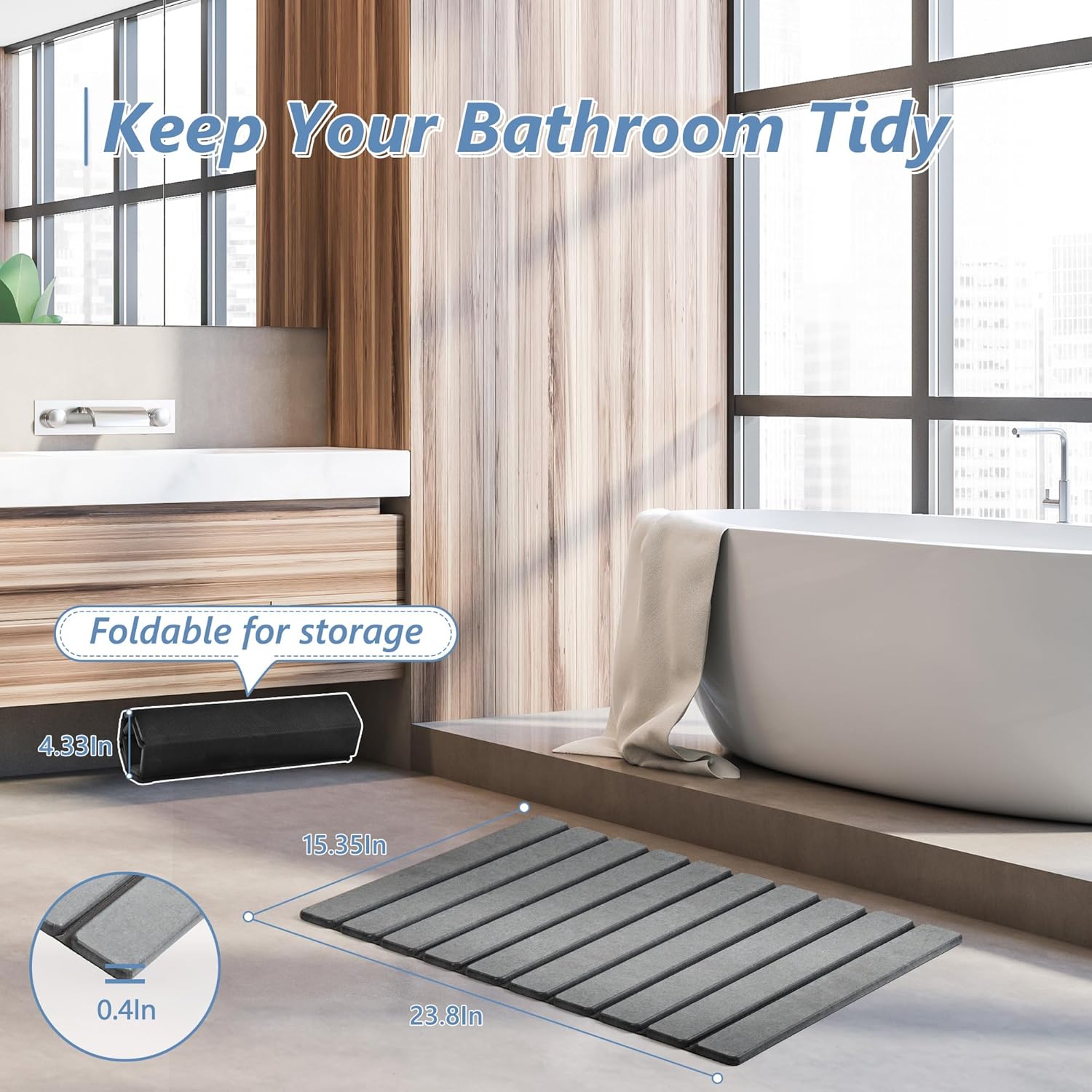 Eco-Friendly Bath Mat | Quick Dry Diatomaceous Earth Design for Clean, Dry Floors 5