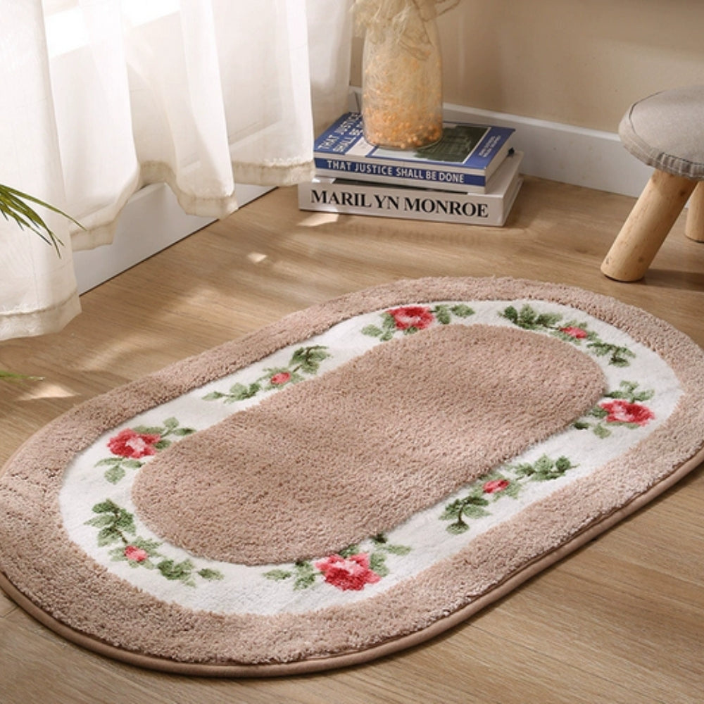 Elegant Floral Bath Mat | Plush Microfiber with Non-Slip Backing for Comfort and Safety 3