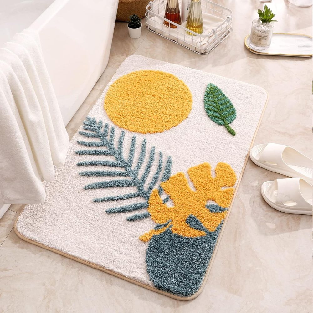 Elegant Floral | Non-Slip Bath Mat with Absorbent Microfibre Surface | Stylish Design for Safety and Comfort 2