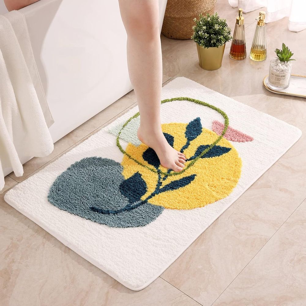 Elegant Floral | Non-Slip Bath Mat with Absorbent Microfibre Surface | Stylish Design for Safety and Comfort 3