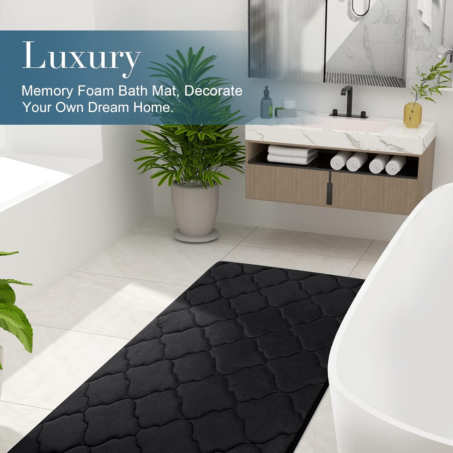 Luxurious Memory Foam Bath Rug with Non-Slip Backing | Quick-Dry Comfort for Elegant Bathrooms 4