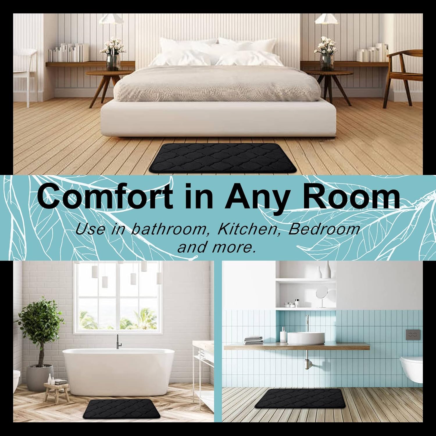Luxurious Memory Foam Bath Rug with Non-Slip Backing | Quick-Dry Comfort for Elegant Bathrooms 6