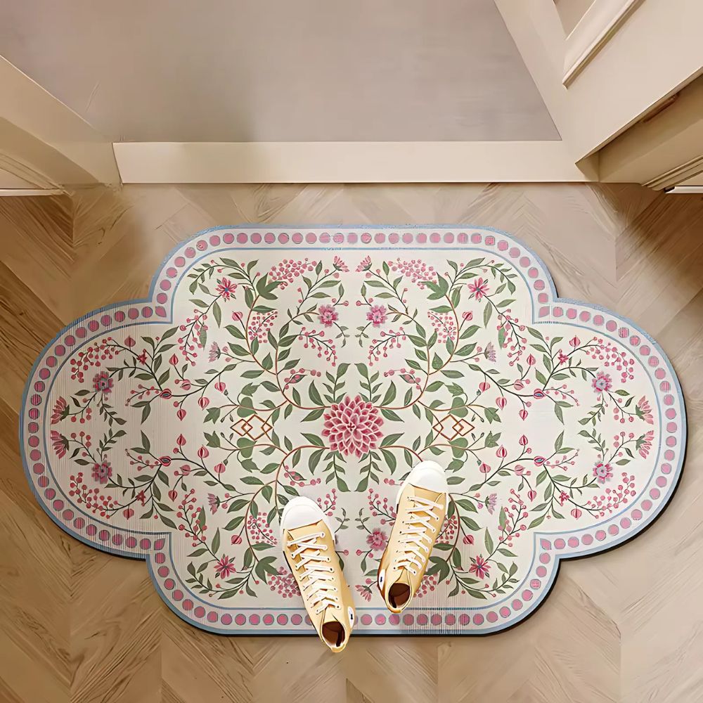 Flora Collection | Diatomaceous Bath Mat with Quick-Drying Properties | Elegant Floral Design for Safety and Freshness 4