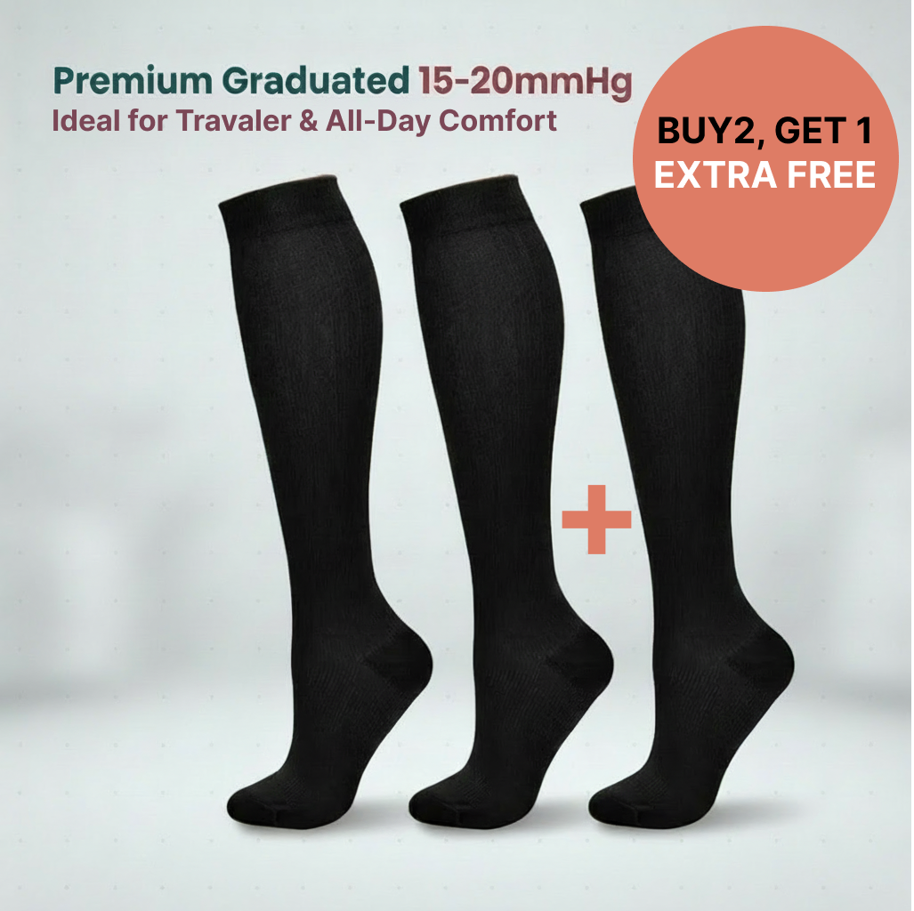 Travel Compression Socks – All-Day Support for Swollen Legs & Travel Comfort