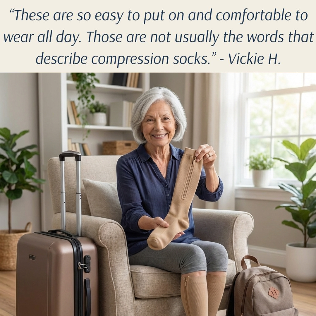 Zipper Travel Compression Socks – Easy-On Support for Cramped Flights