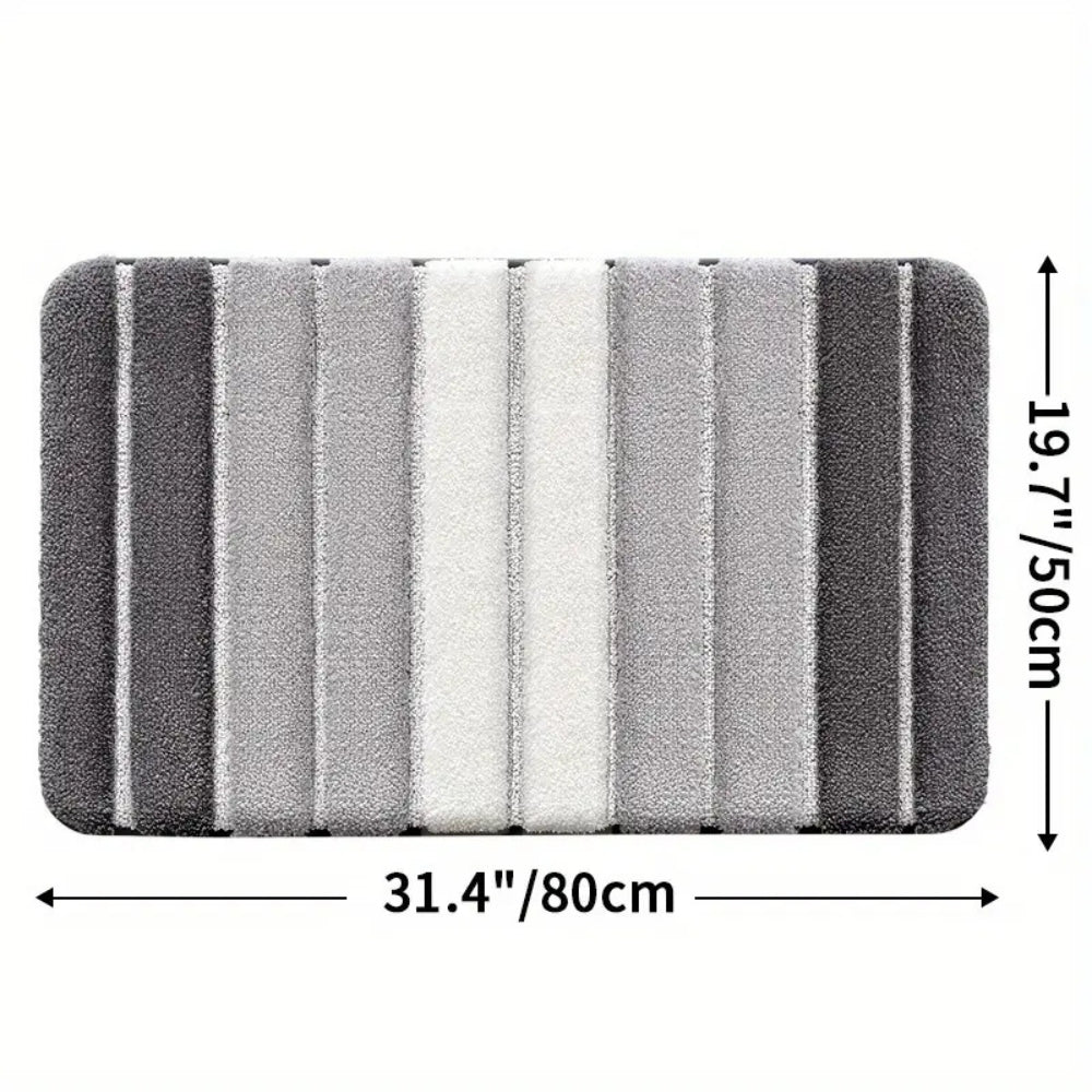 Lumiére | Non-Slip Bath Mat with Ultra-Soft Microfiber for Comfort | Elegant Striped Design for Safety and Style 3