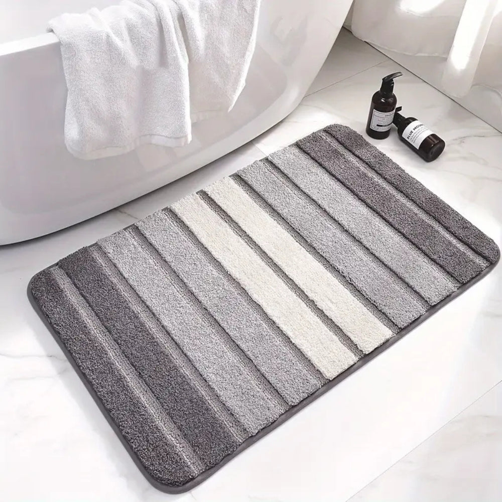 Lumiére | Non-Slip Bath Mat with Ultra-Soft Microfiber for Comfort | Elegant Striped Design for Safety and Style 9