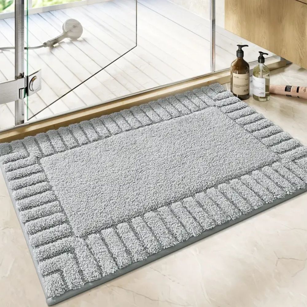 Modern Stripe | Non-Slip Bath Mat with Soft Flocked Surface | Cozy Comfort for Any Bathroom 4