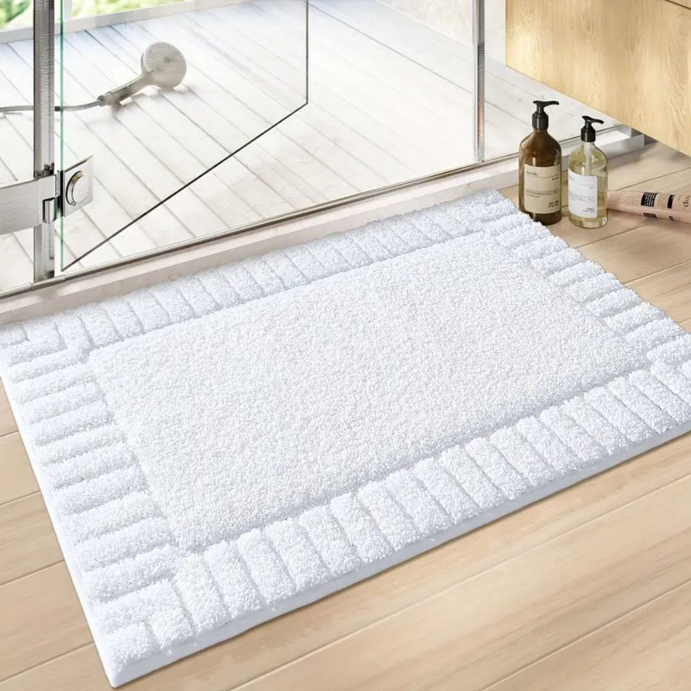 Modern Stripe | Non-Slip Bath Mat with Soft Flocked Surface | Cozy Comfort for Any Bathroom 6