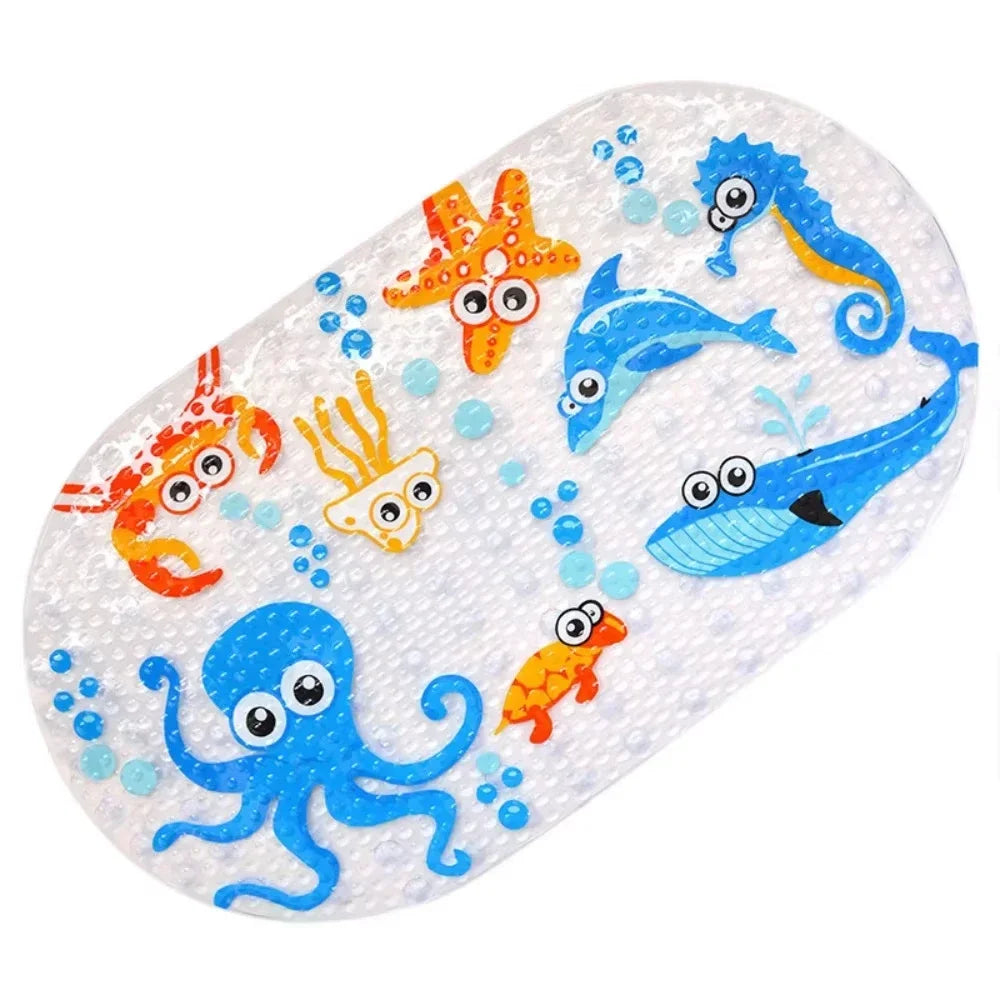 Colorful Cartoon Bath Mat | Non-Slip Oval Design with Eco-Friendly Material for Safe and Fun Bathing 1