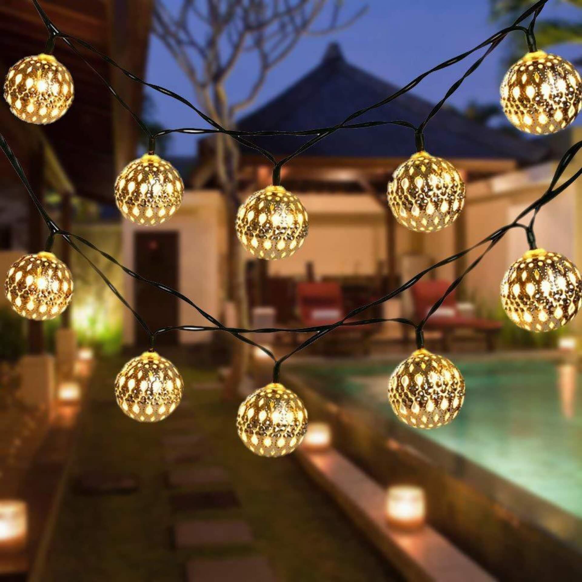 Garden Glow | Solar String Lights with Patterned Lanterns for Enchanting Outdoor Ambiance 1