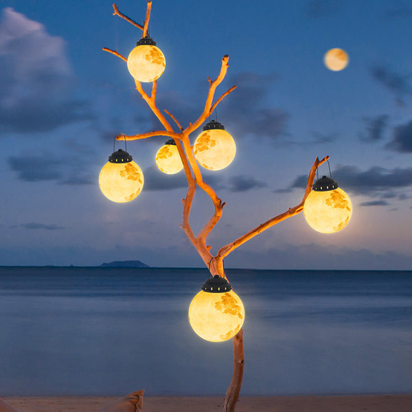 Elegant Solar Hanging Garden Light | Round Moon Shape for Outdoor Ambiance 8
