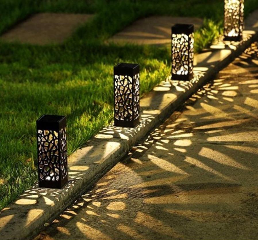 Elegant Solar Outdoor Lantern | Metal Cutout Design for Pathway Illumination 2