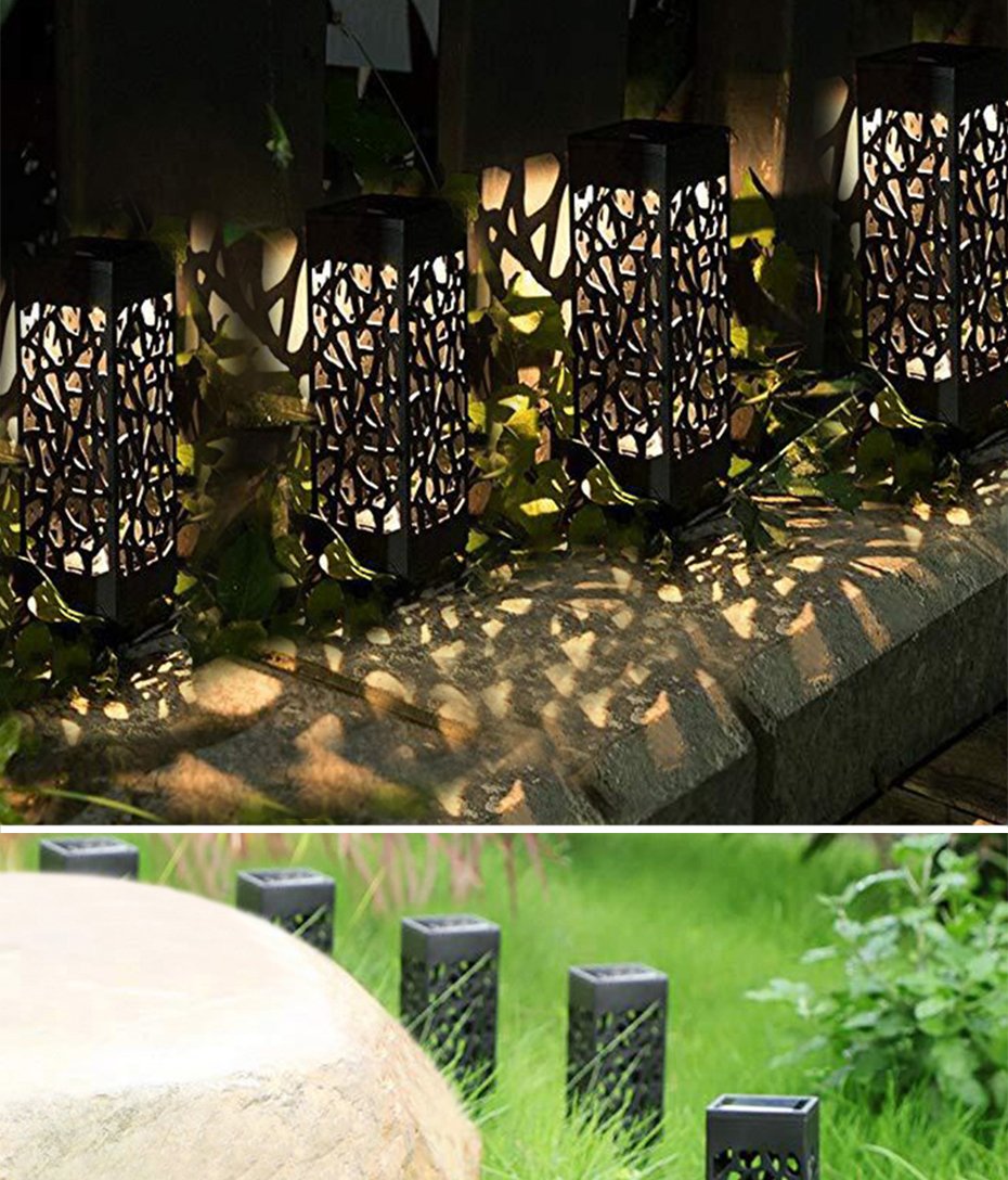 Elegant Solar Outdoor Lantern | Metal Cutout Design for Pathway Illumination 7