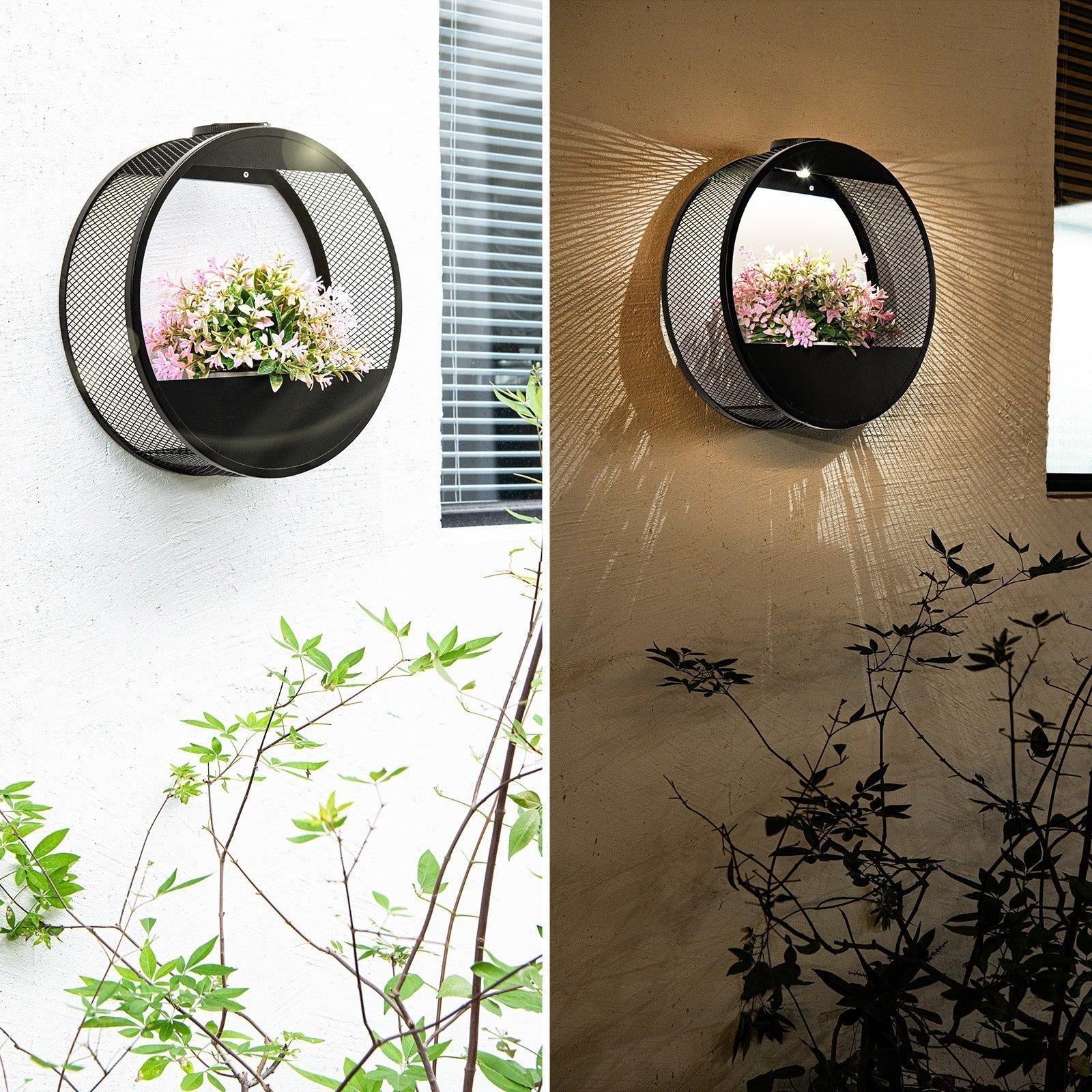 Garden Glow | Solar Outdoor Wall Lantern with Integrated Flower Pot & Light Sensor | Eco-Friendly Illumination for Your Outdoor Spaces 9