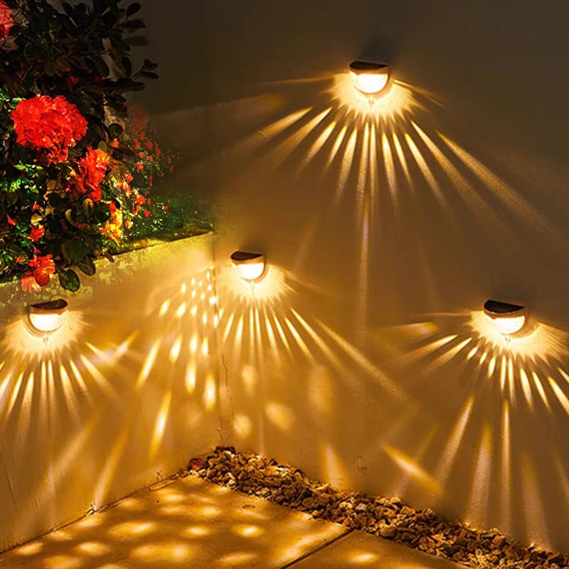 Outdoor Solar Wall Light | Round Design with Patterned Illumination | Wireless Installation for Ambient Lighting 2