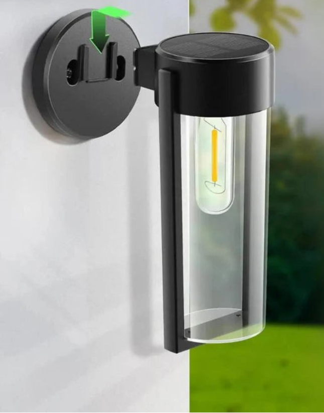 Outdoor Solar Wall Lantern | Black Mounted Light with Dusk Sensor | Weather-Resistant Design for Effortless Illumination 3