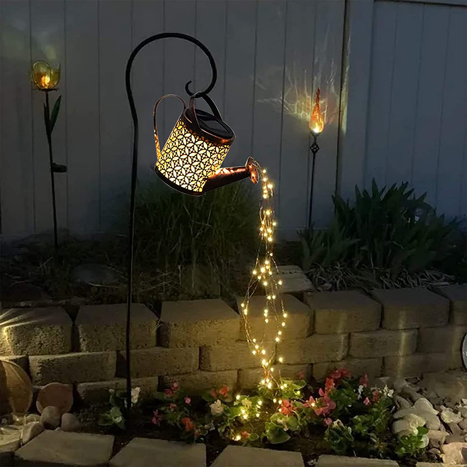 Magical Solar Garden Lamp | Watering Can Design with Spray Lighting | Enchanting Outdoor Illumination for Patios and Flower Beds 1