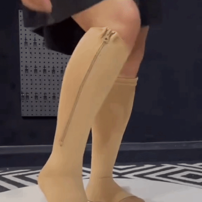 Zipper Travel Compression Socks – Easy-On Support for Cramped Flights