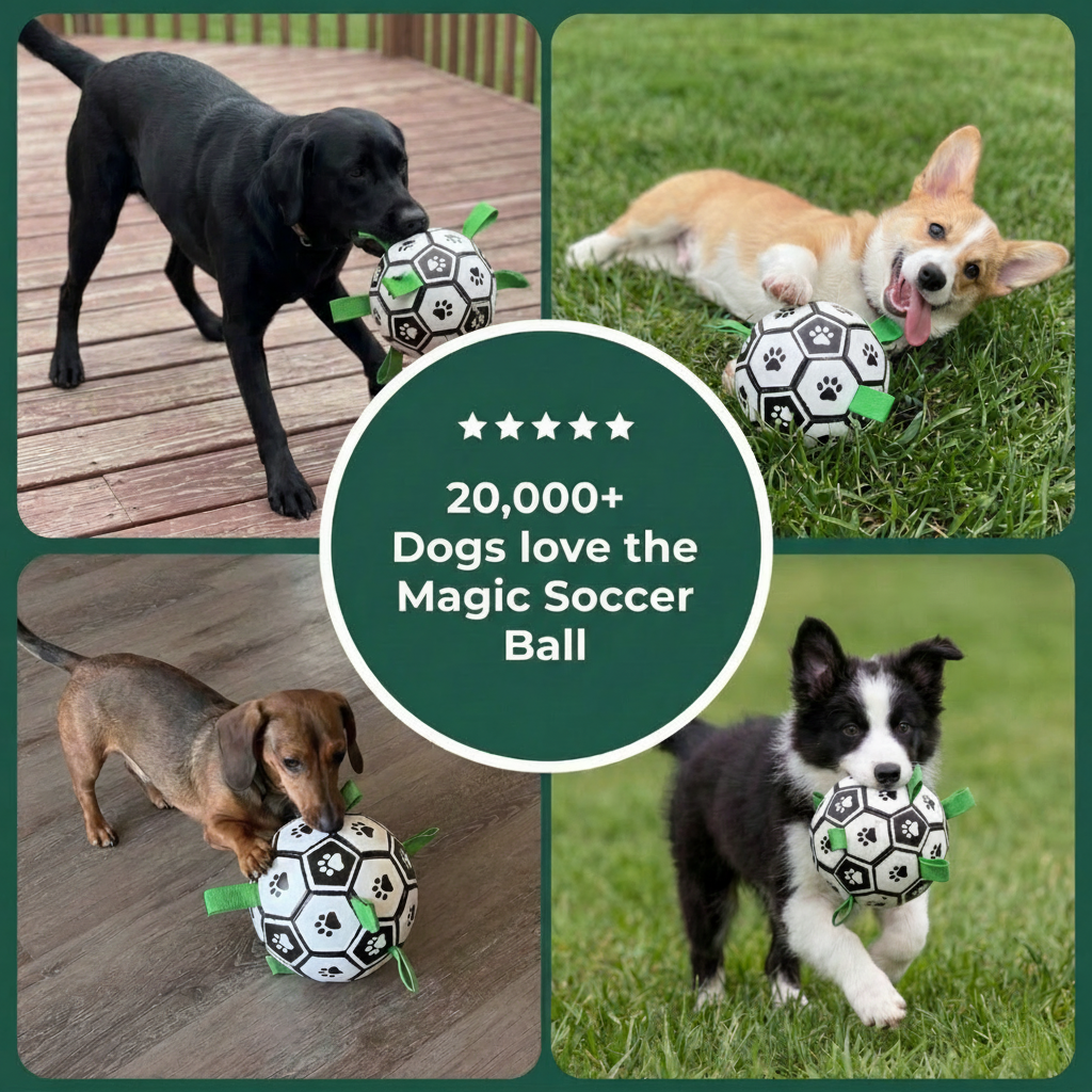 Magic Football | Durable PU Dog Toy with Soft Bouncy Design | Indoor & Outdoor Fun for All Breeds 4